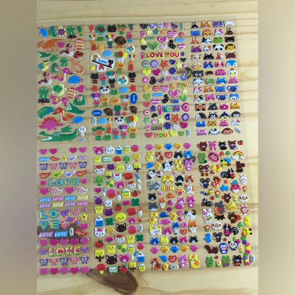 64 3D Multicolor Puffy Scrapbooking Stickers Sheets, Animals & Insects Assorted